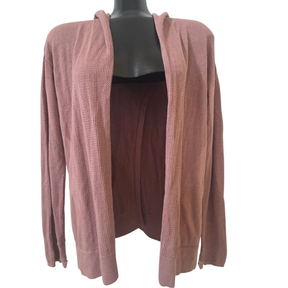 Lululemon Still Movement Wrap Split Back Open Cardigan Womens M/L Hooded D25.4